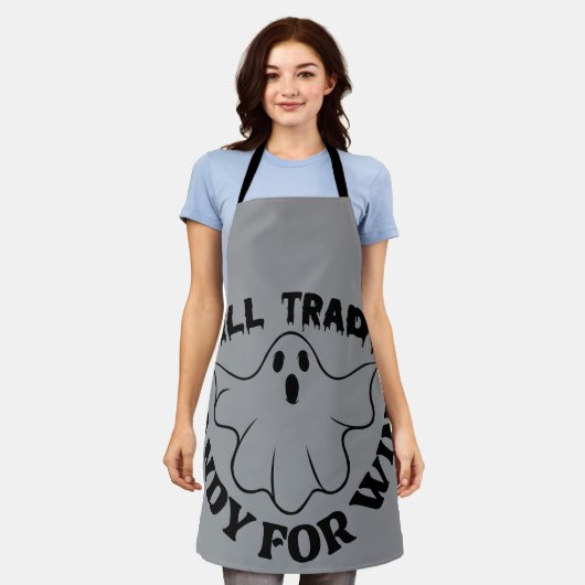 Tablier Tendance Halloween Boo Ghost Quote Tout-en-un Impr (Porté)
