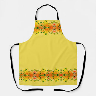 Tablier Tendance Jolie Jaune avec Floral Moderne Orange