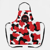 Tablier Tendance Vache Noire Rouge Impression personnalisé (Recto)