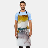 Tablier tendresse pastel : tourbillons dorés art. (Porté)