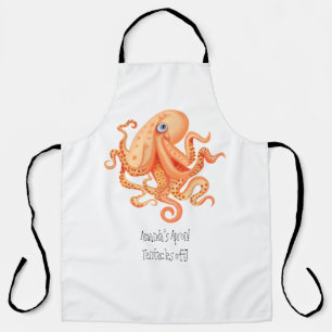 Tablier tentacules personnalisées de pieuvre orange migno