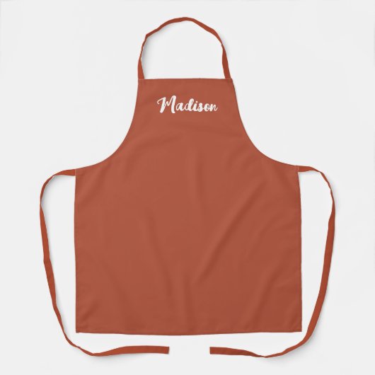 Tablier Terracotta Moderne Chic Script Personnalisé Femmes (Recto)