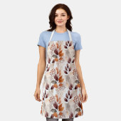 Tablier Terre cuite et feuilles d'automne bordeaux | Boho  (Porté)