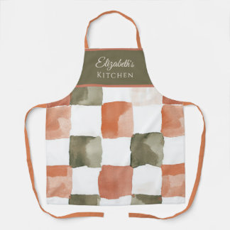 Tablier Terre cuite et vichy vert