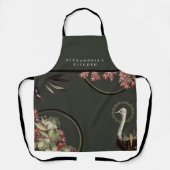 Tablier Terre Vert Artiste Floral + Votre Nom Cuisine (Recto)