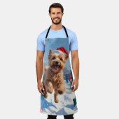 Tablier Terrier rouillé en neige avec Casquette de Noël (Porté)