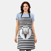 Tablier Tête de cerf et roses personnalisés (Porté)