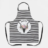 Tablier Tête de cerf et roses personnalisés (Recto)