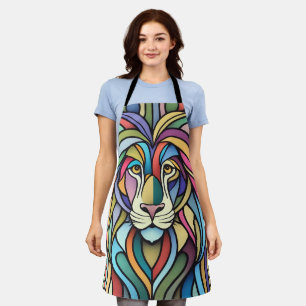 Tablier Tête de lion colorée détaillée