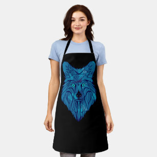 Tablier Tête de loup bleu Poly