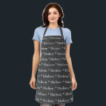 Tablier Texte de nom gris fusain personnalisé motif modern<br><div class="desc">Texte de nom blanc gris fusain personnalisé Apron motif moderne. vous pouvez modifier le nom ou le texte. Idéal pour cuisiniers,  chefs,  poteries,  céramiques,  artisanat,  travail,  cuisine,  boulangerie,  barbecue,  grill,  mais aussi pour les entreprises et les magasins,  etc</div>