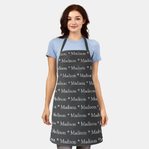Tablier Texte de nom gris fusain personnalisé motif modern