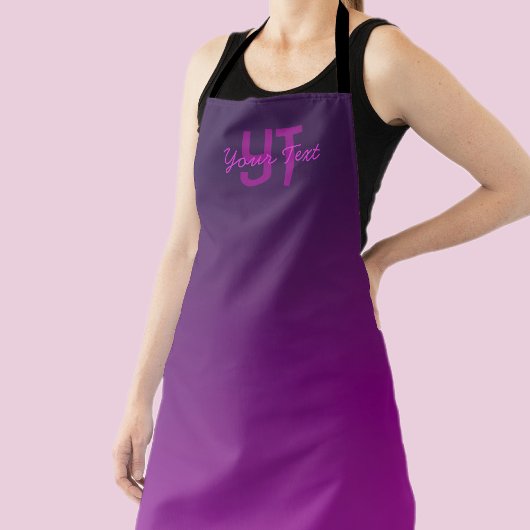 Tablier Texte Monogrammé Moderne Éditable & Ombre Violet