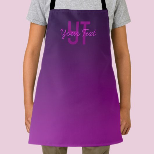 Tablier Texte Monogrammé Moderne Éditable & Ombre Violet