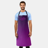Tablier Texte monogramme modifiable moderne & Ombre violet (Porté)