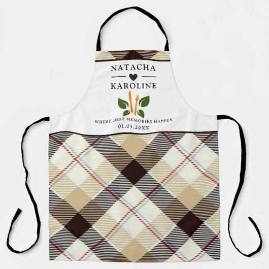 Tablier Texte personnalisé, aquarelle Cuisine (Recto)