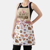 Tablier Texte personnalisé, aquarelle rose cupcake et bow (Insitu)
