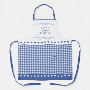 Tablier Texte personnalisé bleu motif Vichy Buffalo style 