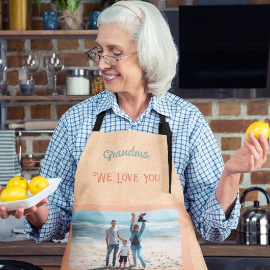 Tablier Texte Personnalisé Chic Grandma Cadeau Orange