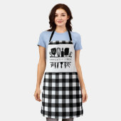Tablier Texte personnalisé Cuisine à plat de buffle noir e (Porté)