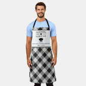 Tablier Texte personnalisé, cuisine noire et blanche (Porté)