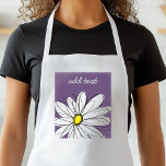 Tablier Texte personnalisé marguerite mauve et jaune<br><div class="desc">Un morceau d'art zen et fantaisiste, hipster. Vous pouvez ajouter un nom, un monogramme ou un autre texte personnalisé. Si vous avez besoin de déplacer l'art autour, cliquez sur le bouton personnaliser pour apporter des modifications.</div>