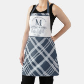 Tablier Texte personnalisé Marine Bleu Blanc Buffle Plaid (Insitu)