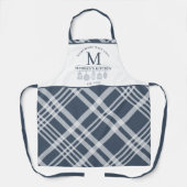 Tablier Texte personnalisé Marine Bleu Blanc Buffle Plaid (Recto)