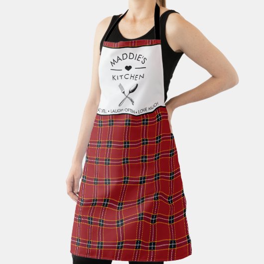 Tablier Texte personnalisé Motif rouge et noir (Insitu)