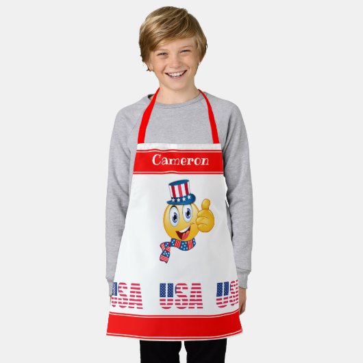 Tablier Texte personnalisé Oncle Sam Emoji avec Casquette  (Porté)