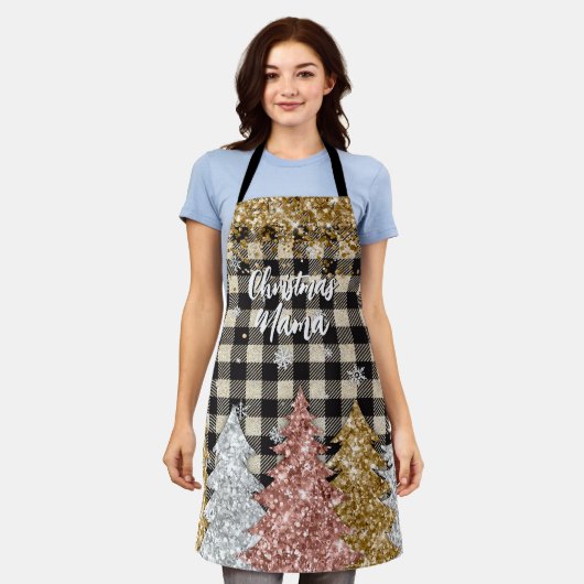 Tablier Texte Plaid Et Parties scintillant De Noël (Porté)