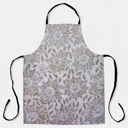 Tablier textile floral blanc et noir (Recto)