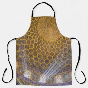 Tablier textile floral jaune et bleu