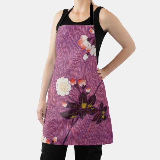 Tablier Textile japonais Kimono vintage, fleurs de cerisie (Insitu)