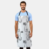 Tablier Texture avec faces abstraites. Une ligne continue (Porté)