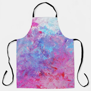 Tablier Texture créative bleu-rose, taches de peinture.