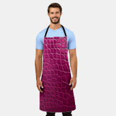 Tablier Texture de peau de crocodile rose (Porté)
