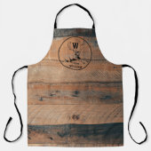 Tablier Texture en bois rustique et monogramme de cerfs su (Recto)