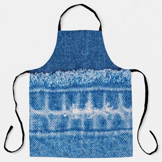Tablier Texture en jean bleu (Recto)