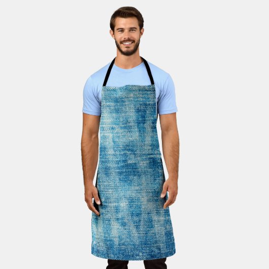 Tablier Texture en jean bleu (Porté)