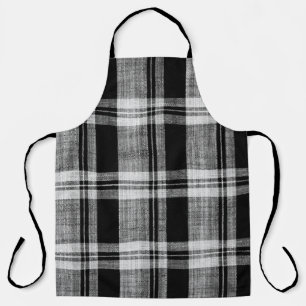 Tablier Texture en tissu blanc et noir à damiers plaid pou