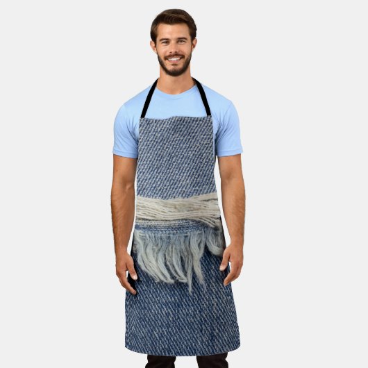 Tablier Texture jean déchiré, arrière - plan élégant. (Porté)