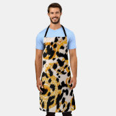 Tablier Texture léopard avec motif baroque or (Porté)