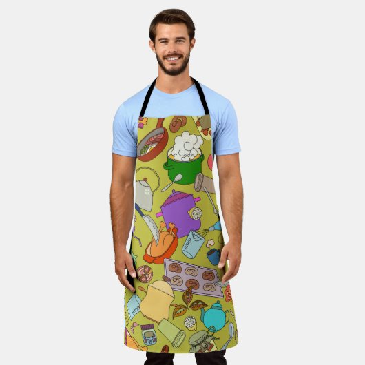 Tablier Texture transparente. Doodles dessinés à la main o (Porté)