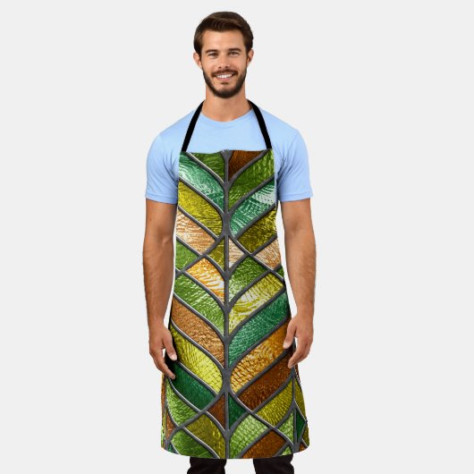 Tablier texture transparente en verre tendu avec motif feu (Porté)