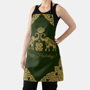 Tablier Thaïlande Elephant Joyeux Vacances Cadeau Or & Ver