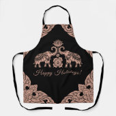 Tablier Thaïlande Elephant Joyeux Vacances Cadeau rose et  (Recto)