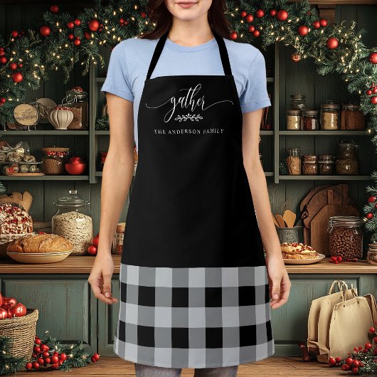 Tablier Thankgiving Gather Fall Black & White Plaid