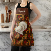 Tablier Thanksgiving Blanc Turquie automne quitte Monogram