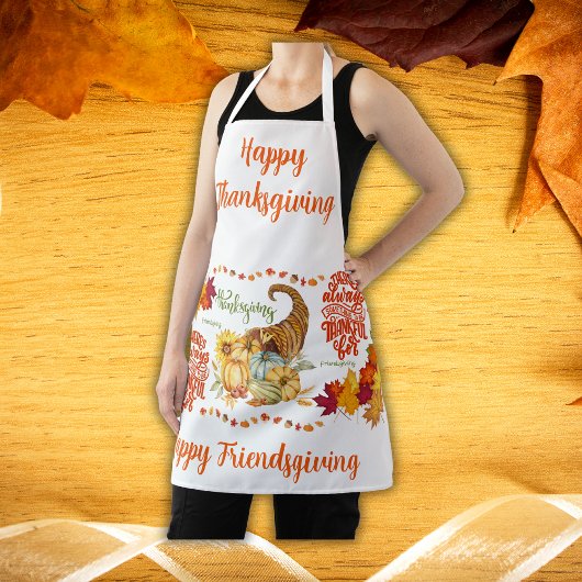 Tablier Thanksgiving Friendsgiving Automne sur blanc |